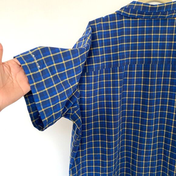 Columbia Omni-Shade Blue Check Short Sleeve Button Up Shirt Plus Size Hiking XXL - Picture 9 of 11